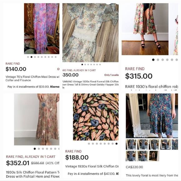 Antique 30s Silk Chiffon Floral Buttoup Short Sleeve Blouse - Picture 9 of 9